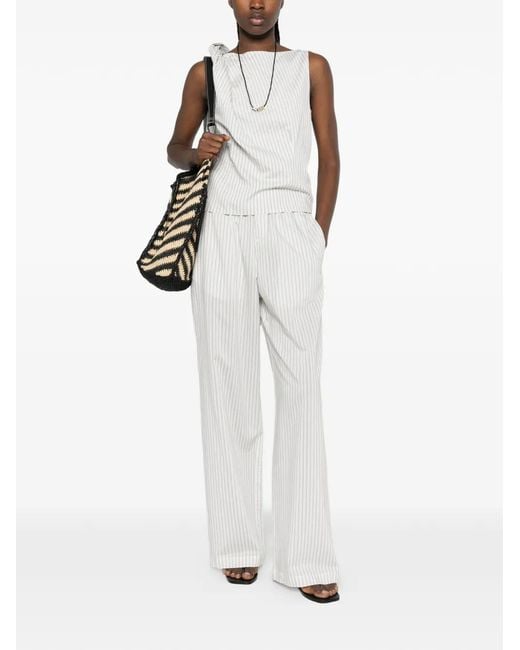 Rohe White Stripe-Pattern Trousers