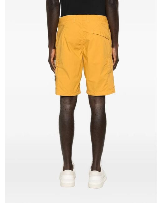 Stone Island Yellow Stretch Cotton Tela 'Paracadute' Shorts for men