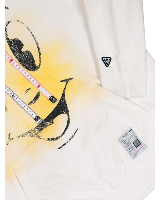 Maison Mihara Yasuhiro White Printed Distressed Hoodie for men
