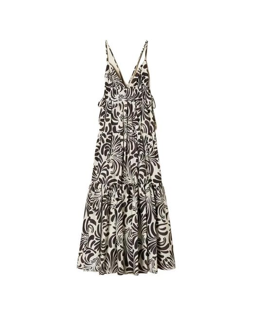 Twinset White Abstract-Print Tiered Maxi Dress