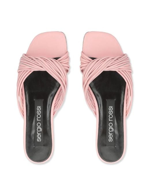 Sergio Rossi Pink Sr Akida Woven Leather Sandals