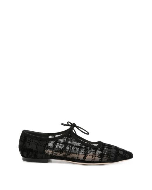 Arteana Black Marcella Flocked Flat Pumps