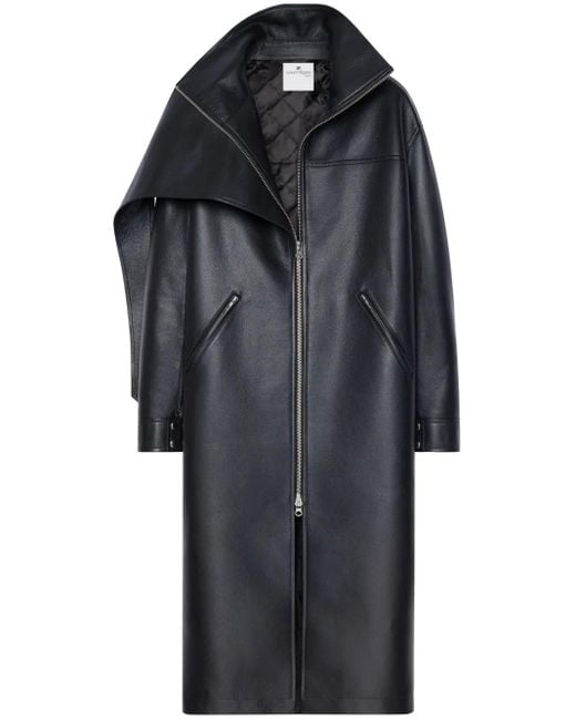 Courreges Black Oversize Leather Coat