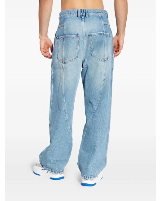メンズ Moschino ロゴパッチ ジーンズ Blue