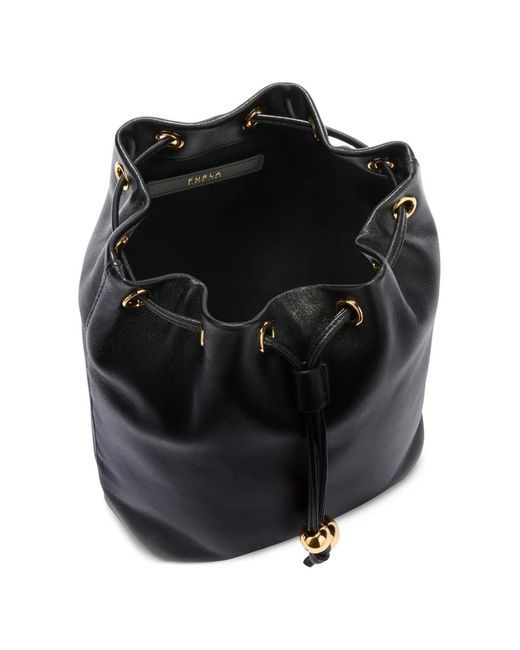 Furla Black Mini Soft Sfera Drawstring Bucket Bag