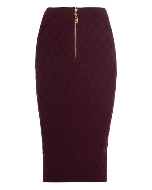 Elisabetta Franchi Purple Geometric-Pattern Skirt