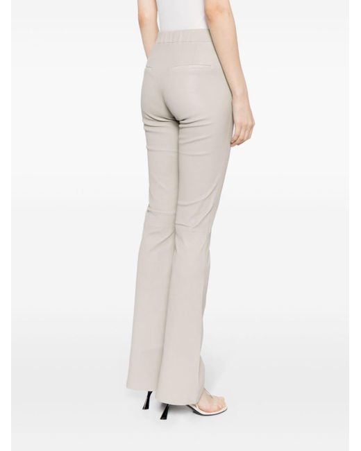 Arma Gray Leather Flared Trousers