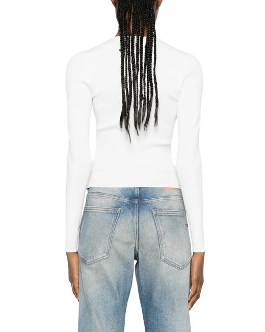 Alexander Wang White Knit Logo Long-Sleeve T-Shirt