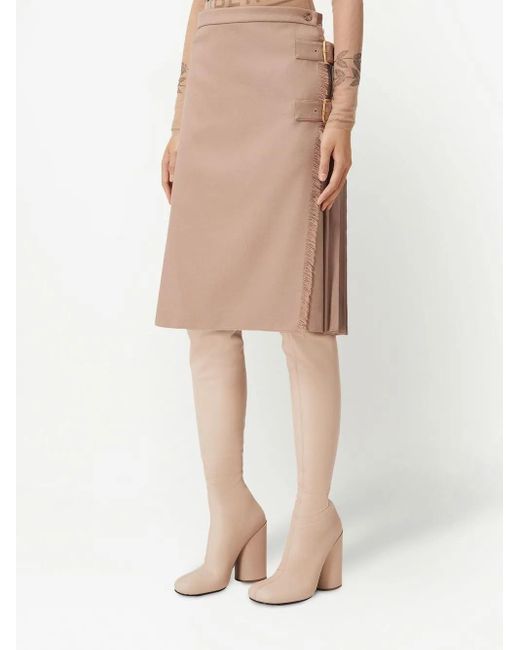 Burberry Natural Pleated Panelled Kilt
