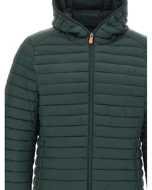 Save The Duck Green Donald Hooded Puffer Jacket for men