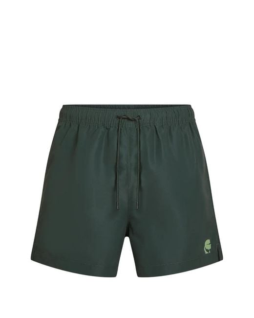 Karl Lagerfeld Green Logo-Print Swim Shorts for men