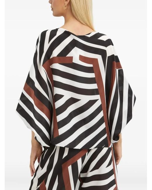 Max Mara Black Camino Asymmetric Striped Blouse