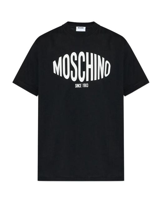 Moschino Black Short-Sleeve T-Shirt With Bold Logo And Classic Fit for men