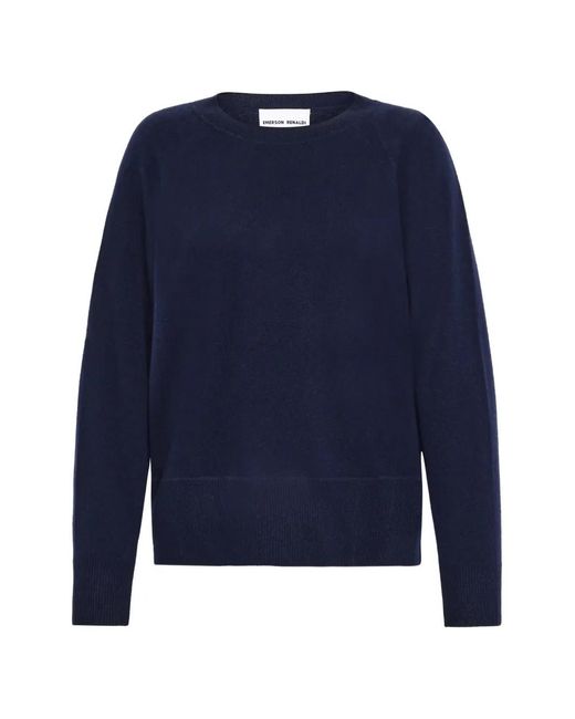 EMERSON RENALDI Blue Raglan-Sleeve Crew-Neck Sweater