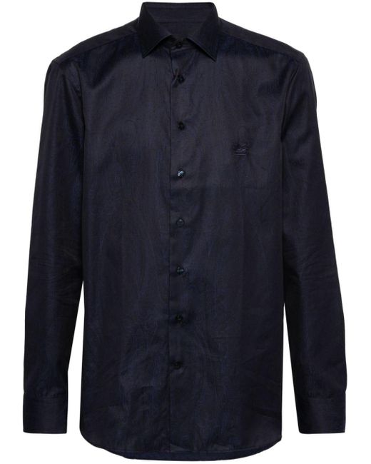 メンズ Etro Paisley-jacquard Cotton Shirt Blue