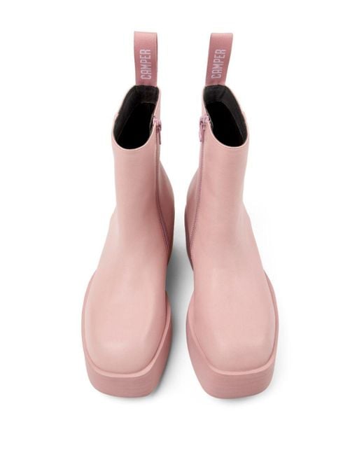 Camper Pink Billie Leather Ankle Boots