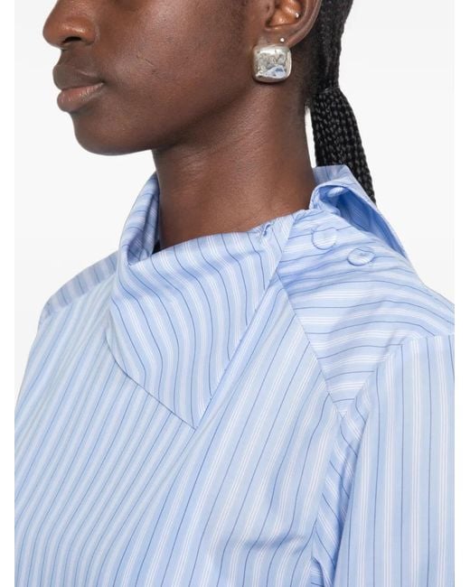 Trame Auree Blue Nina Striped Asymmetric-Collar Shirt