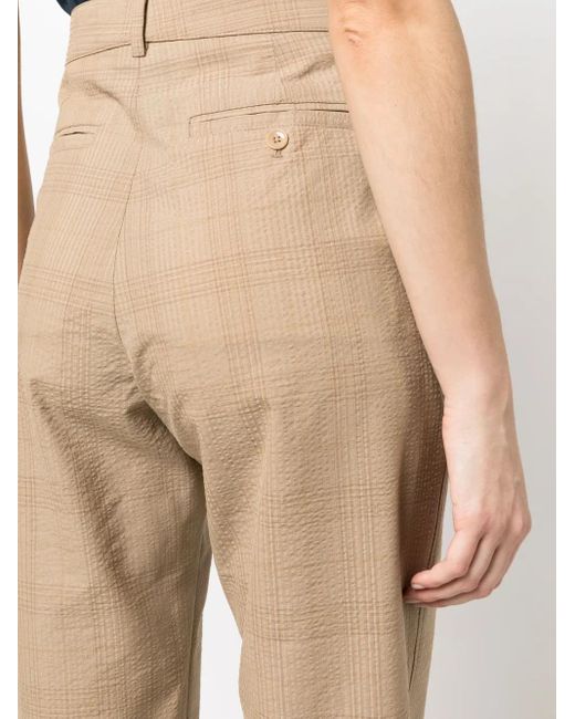 Lemaire Natural Check-Print High-Waisted Trousers