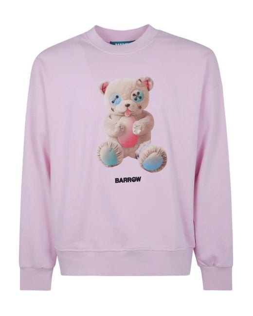 Barrow Pink Teddy-Print Cotton Sweatshirt