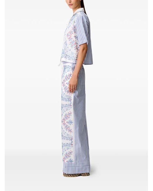 Claudie Pierlot Blue Stripe-Pattern Cotton Shirt