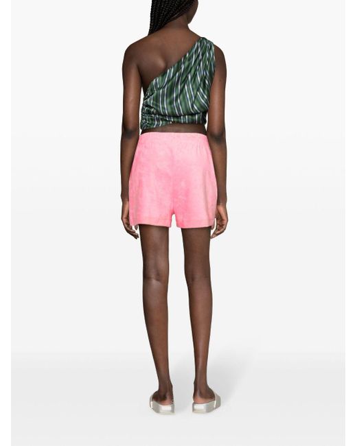 Patou Pink Logo-embroidered Terry Shorts