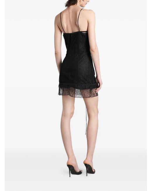 GIUSEPPE DI MORABITO Black Lace-Overlay Corset-Style Mini Dress