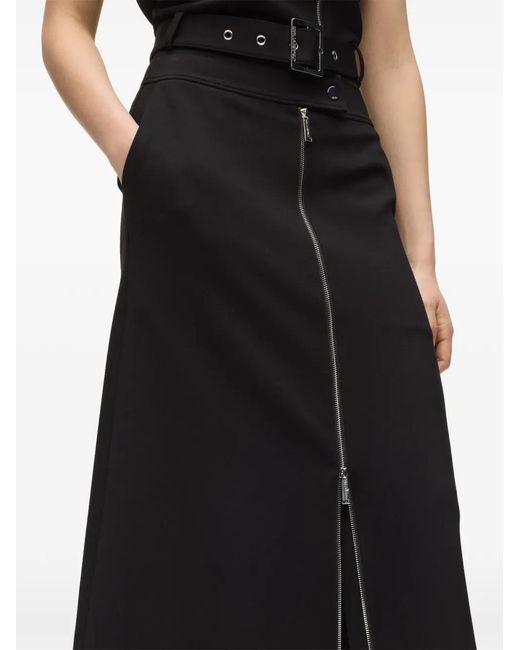 Karl Lagerfeld Black Zip-Fastening Midi Skirt