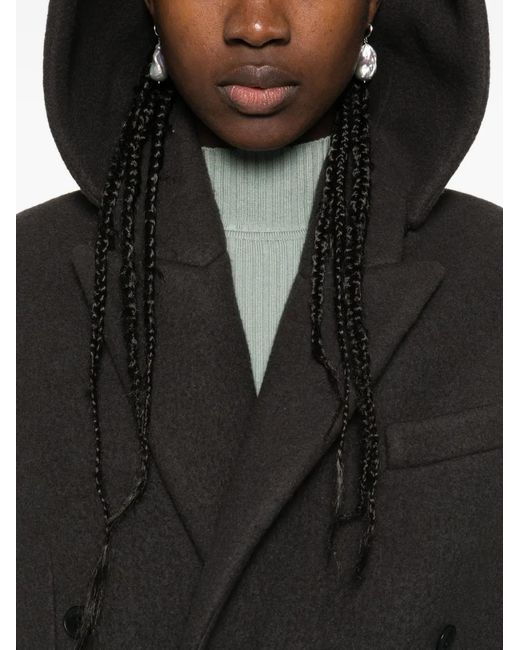 Manteau Croisé À Capuche Nanushka en coloris Black