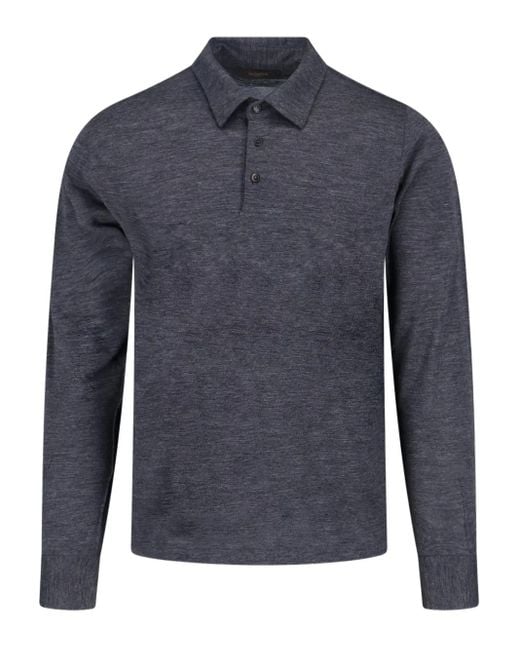 Zanone Blue Buttoned Polo Shirt for men