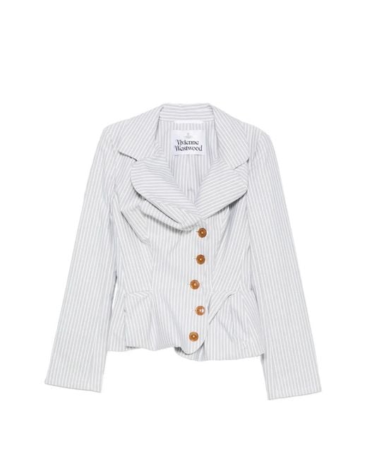 Vivienne Westwood White Veste Drunken À Fines Rayures