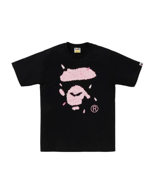 A Bathing Ape Sakura Face T-Shirt in het Black voor heren