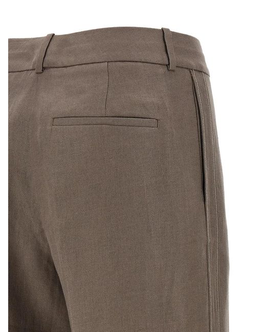 Peserico Brown Linen Trousers