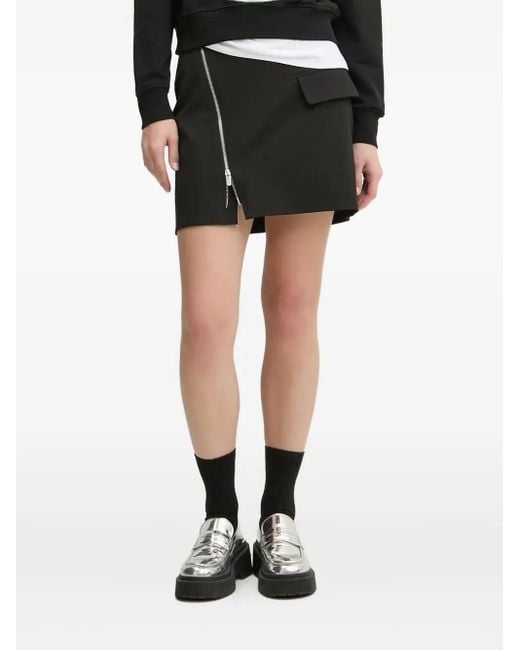 Karl Lagerfeld Black Zip-Detail Flap-Pocket Mini Skirt
