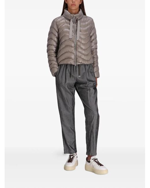 Herno Gray Drawstring Ribbed Trousers