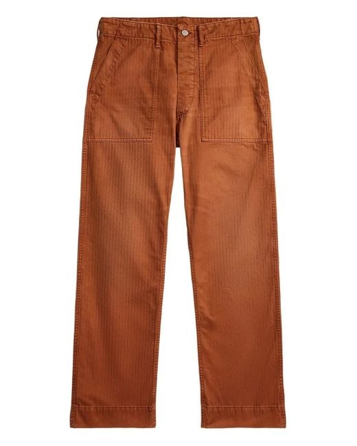 RRL Brown Button-Fastening Trousers for men