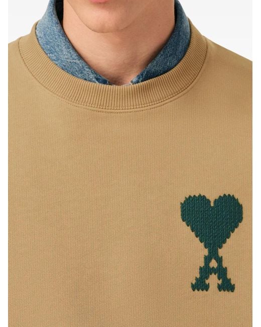 AMI Ami De Coeur Sweater Met Borduurwerk in het Natural