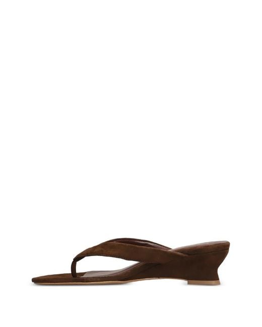 BIANCADI Brown Suede Wedge-Heel Sandals