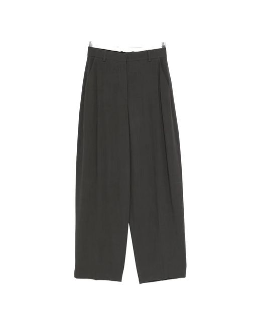 Totême Gray High-Waist Wide-Leg Trousers