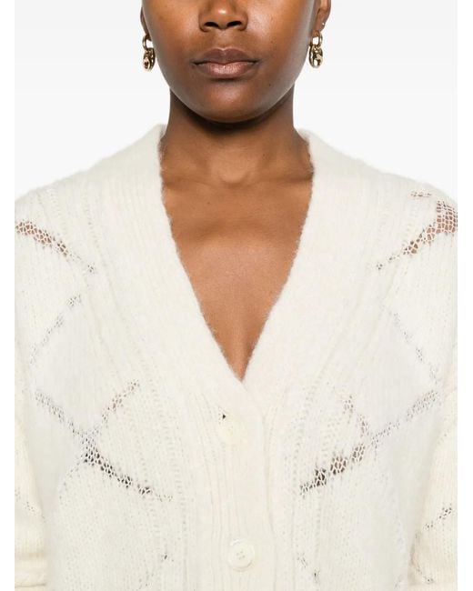 Ermanno Scervino White Button-Front Cable-Knit Cardigan