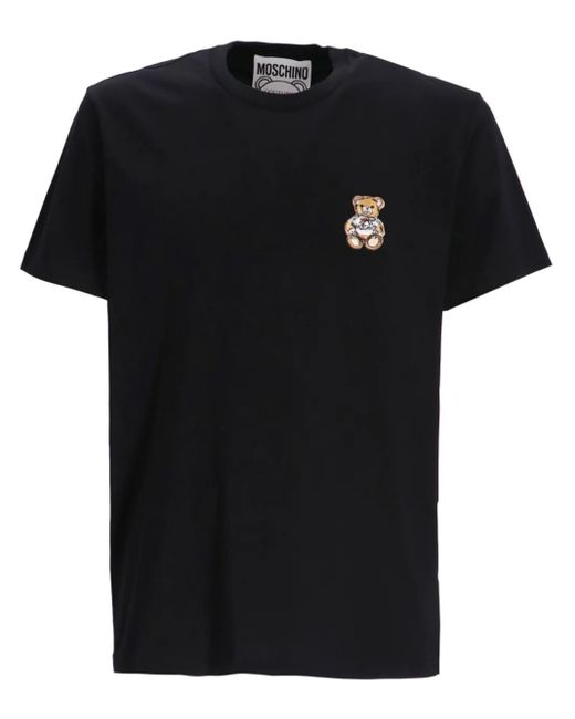 Moschino Black Teddy Bear Patch T Shirt With for men