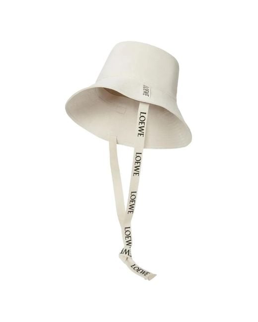 Loewe White Logo-Patch Logo-Strap Bucket Hat