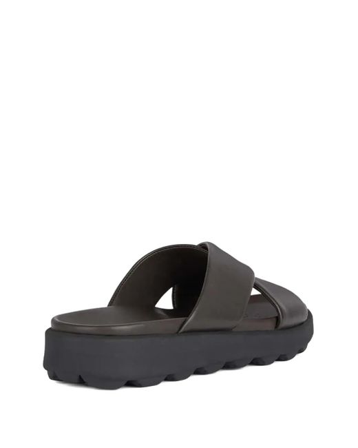 Geox Brown Leather Slides for men