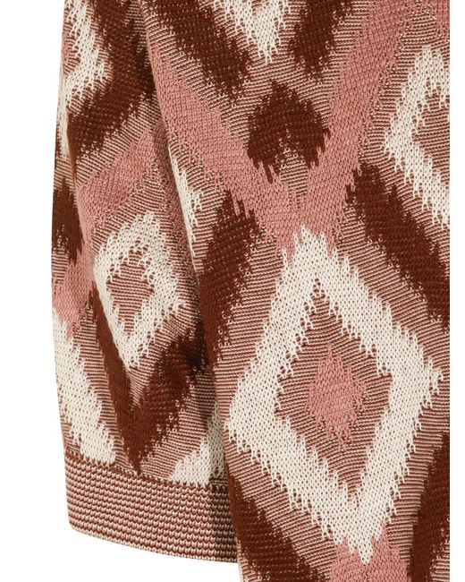 Piacenza Cashmere Brown Diamond-Pattern Polo Shirt for men