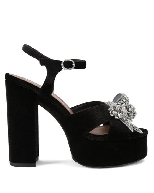 Kurt Geiger Black 125Mm Crystal-Bow Platform Sandals