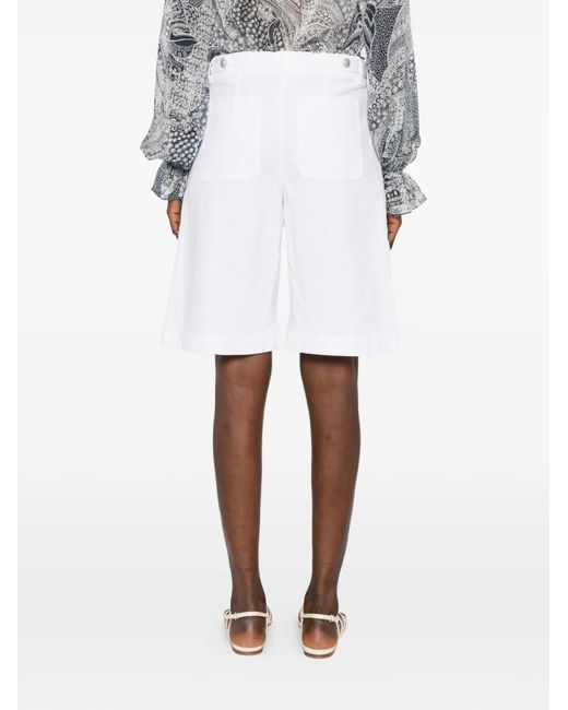 Luisa Cerano White Pleated-Detail Shorts