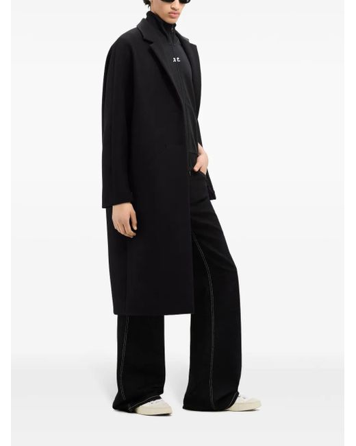 Courreges Black Cocoon Logo-Appliqué Coat