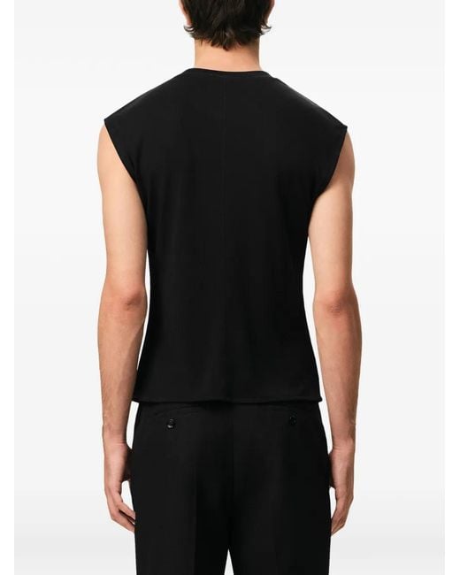 AMI Black Jersey Sleeveless Fitted Top