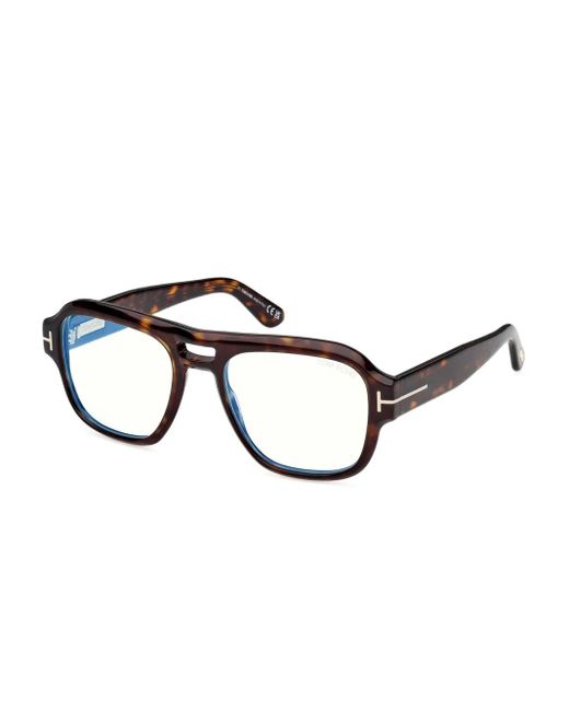 Tom Ford Brown Tortoiseshell Pilot-Frame Glasses for men