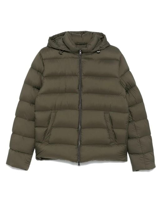 Herno Green Detachable-Hood Jacket for men