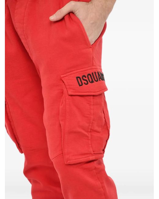 DSquared² Red Elasticated-Waist Cargo Pants for men